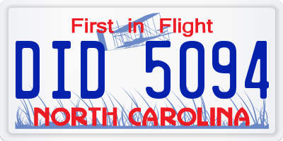 NC license plate DID5094