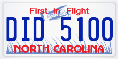 NC license plate DID5100