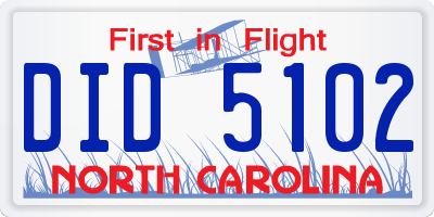 NC license plate DID5102