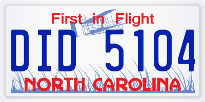 NC license plate DID5104