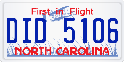 NC license plate DID5106
