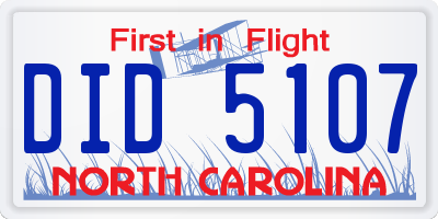 NC license plate DID5107