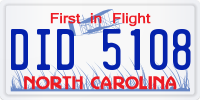 NC license plate DID5108