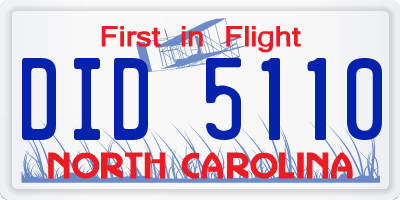 NC license plate DID5110