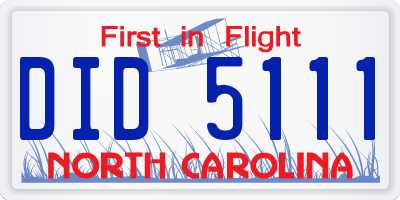 NC license plate DID5111
