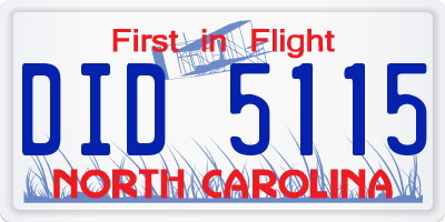 NC license plate DID5115