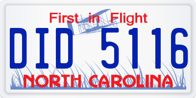 NC license plate DID5116