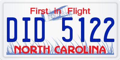 NC license plate DID5122