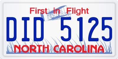 NC license plate DID5125