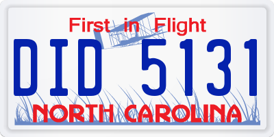 NC license plate DID5131