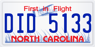 NC license plate DID5133