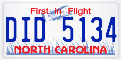 NC license plate DID5134