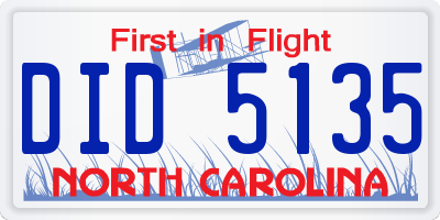 NC license plate DID5135