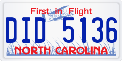 NC license plate DID5136
