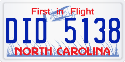 NC license plate DID5138