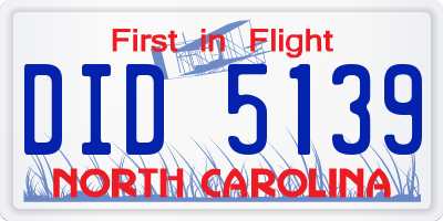 NC license plate DID5139