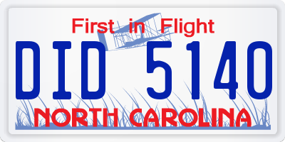 NC license plate DID5140