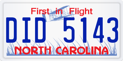 NC license plate DID5143