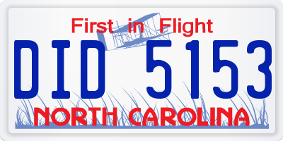 NC license plate DID5153
