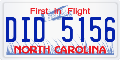 NC license plate DID5156