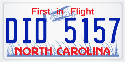 NC license plate DID5157