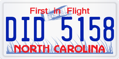 NC license plate DID5158