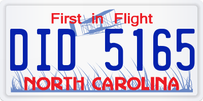 NC license plate DID5165