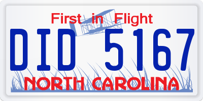 NC license plate DID5167