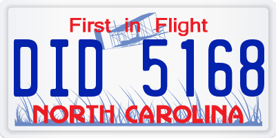 NC license plate DID5168