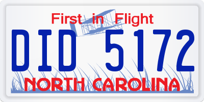 NC license plate DID5172