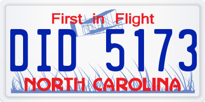 NC license plate DID5173
