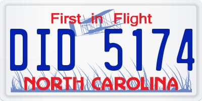 NC license plate DID5174