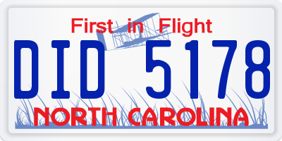 NC license plate DID5178
