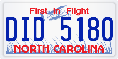 NC license plate DID5180
