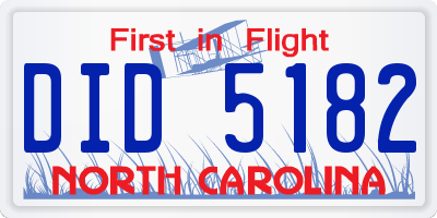 NC license plate DID5182