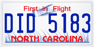NC license plate DID5183