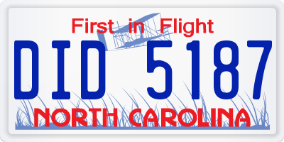 NC license plate DID5187