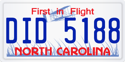 NC license plate DID5188