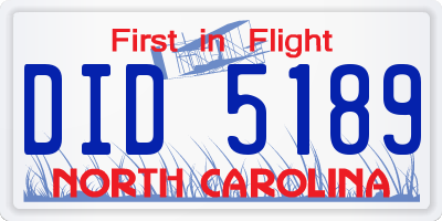 NC license plate DID5189