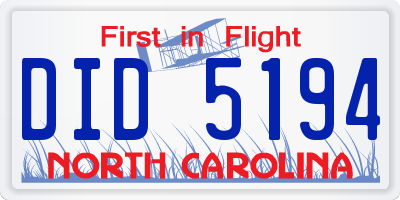 NC license plate DID5194