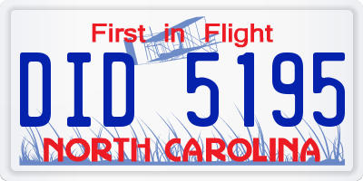 NC license plate DID5195