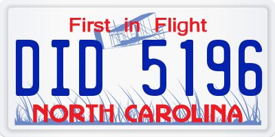 NC license plate DID5196