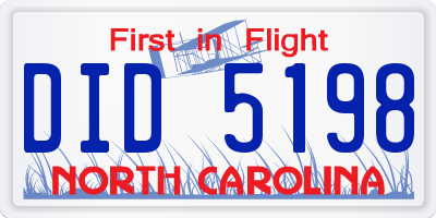 NC license plate DID5198