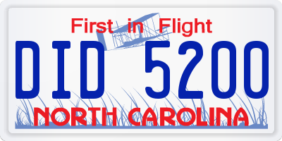 NC license plate DID5200