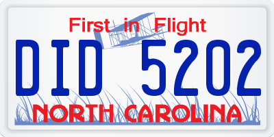 NC license plate DID5202