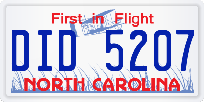 NC license plate DID5207