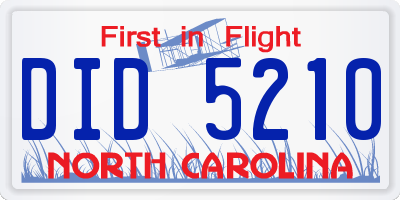 NC license plate DID5210