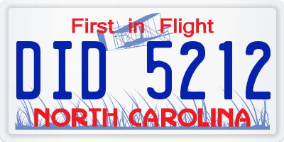 NC license plate DID5212