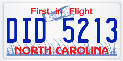NC license plate DID5213