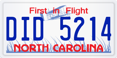 NC license plate DID5214